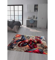 Kaymaz Taban Makinada Yıkanabilir Dijital Baskı Marvel Avengers Desenli Genç Odası Halısı Dot Taban Halı GNC66 (Çok Renkli)