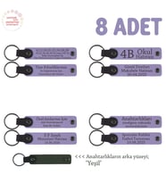 Karne Hediyesi İçin Tüm Sınıfa Özel, 8' li Set, Hediyelik Hatıra Anahtarlığı, Mor Menekşe & Yeşil (Lila - Mor)