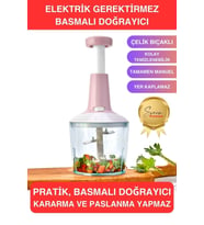 Paslanmaz Çelik Bıçaklı El Robotu Pratik Taşınabilir Basmalı El Blender Soğan Sebze Meyve Doğrayıcı