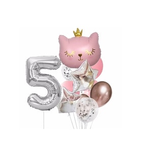 Kral Taçlı Kedi Balon Set