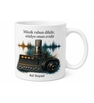 Kayıt Stüdyosu Temalı Baskılı Kupa Bardak Hediye Ses Mühendisi Müzik Prodüksiyon