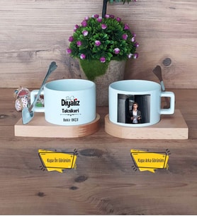 Diyaliz Teknikeri Kupa Bardak Ahşap Altlıklı Kısa Fotoğraflı Tıp Bayramı Hediyesi
