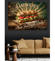 Sandwiches Taze Ve Günlük Tabela Dekoratif Kanvas - Mdf Ahşap Tablo