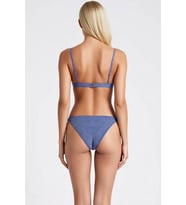 Kadın Bikini Takımı Desteksiz Üçgen Kap Ayarlanabilir Askılı Normal Bel Yan Bağlamalı Simli Örme