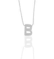 Söğütlü Silver Gümüş rodyumlu üç boyutlu minimal B harf kolye