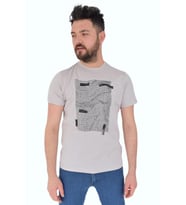 Erkek Baskılı Sıfır Yaka Tişört 2383 BGL-ST02825 (Gri)