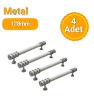 4 Adet Halka Boru Kroma Beyaz Metal Mobilya Kulpu 128mm