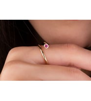 Onseva Kuyumculuk Pembe Taşlı Spiral Yılan Yüzük 14 Ayar Altın (Gold)