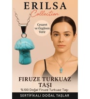 Sertifikalı Mantar Model Firuze Turkuaz Taşı Kolye - Cesaret ve Özgüven Veren Doğal Kolye (Çok Renkli)