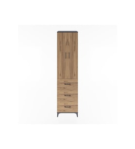 Hyperion Dolap 4 Raflı 3 Çekmeceli 2 Kapaklı 60x44x243 Antrasit-Çam