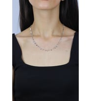 Pullu Rodyumlu Gümüş Choker Kolye 7263