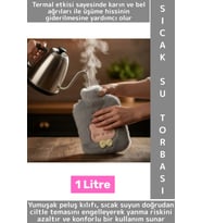 Termal Yapı Karın Bel Eklem Ağrı Sevimli Papyonlu Kedi Figür Yumuşak Peluş Sıcak Su Torbası 1 Litre