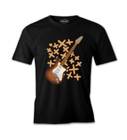 Brown Electric Guitar Illustration Siyah Erkek Tshirt