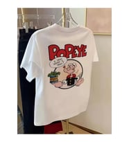Baskılı Oversize Bisiklet Yaka T-shirt - Beyaz
