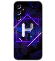 Galaxy S23 FE Kılıf HD Desen Baskılı Arka Kapak - Dark Neon Yaprak H Harfi