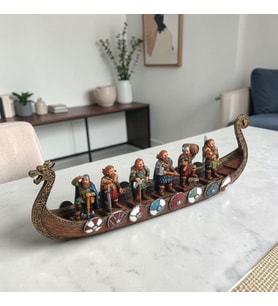 WISE Viking Savaş Gemisi Dekoratif Obje – Poliresin Tarihi Gemi Modeli – 43 cm