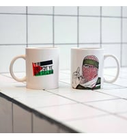 Filistin Ebu Ubeyde Temalı Kupa Bardak (Beyaz-Gri)