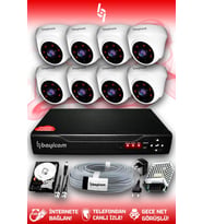 BAYICAM 8 Kameralı Dome 8 İç Kamera Set 1 TB HDD Full HD Gece Görüşlü Güvenlik Kamerası Sistemi