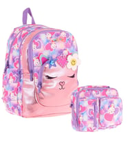 Kaukko Kids Okul ve Beslenme Çantası Seti (Kız Çocuk) - Kedi Şekilli Pembe Mor - (L5219+L7219)