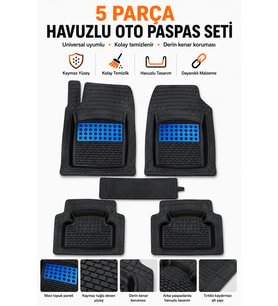 Honda Accord (2002-2007) 5 Parça Universal Havuzlu Oto Paspas Seti Mavi