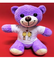 Aşık Çiftler Tişörtlü Mor Peluş Ayıcık
