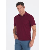 Bordo Kısa Kol Polo Yaka Cepli Classic Standart Beden Tişört 1011250173