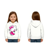 Unisex hello kity  Baskılı Çocuk Swaetshirt  Baskılı Kapüşonlu 3 İplik Şardonlu (Beyaz)