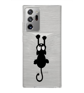 Samsung Galaxy Note 20 Ultra Kapak Mandala Kedi Tasarımlı Şeffaf Silikon Kılıf