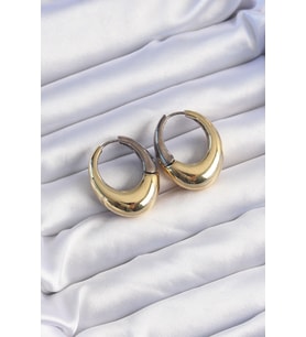 Northcity Pirinç Gold Gümüş Oval Bombeli Küpe 5886 - Şık ve Dayanıklı