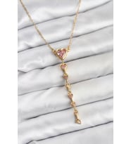 316L Çelik Zincir Gold Renk Pembe Kalp Kadın Kolye - TJ-BKO10820