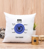 Kişiye Özel Kova Burcuna Hediye Kare Yastık ve Gold Kupa