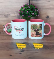 Matematik Öğretmeni Kupa Bardak Pembe Fotoğraflı Öğretmenler Günü Hediyesi