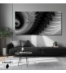 Panoramik Kanvas Kanvas Salon Tablosu Gri Siyah Soyut Desen