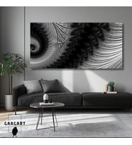 Panoramik Kanvas Kanvas Salon Tablosu Gri Siyah Soyut Desen
