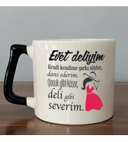 Evet Deliyim Baskılı Kadınlar Günü Siyah Kulplu D Kupa