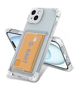 Lexroo iPhone 14 Kılıf Airbag Tasarımlı Şeffaf Kartlıklı G-Kart Kılıf - Renksiz
