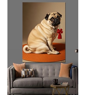 Sevimli Pug Köpeği Dekoratif Kanvas - Mdf Ahşap Tablo