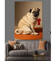 Sevimli Pug Köpeği Dekoratif Kanvas - Mdf Ahşap Tablo