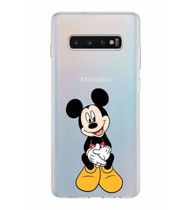 Samsung Galaxy S10 Plus Kapak Mickey Mouse Tasarımlı Şeffaf Silikon Kılıf