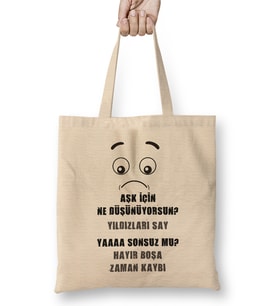 Komik Söz Aşk için Ne Düşünüyorsun Bez Çanta Uzun Saplı