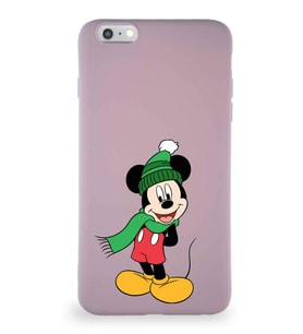Apple iPhone 6S Plus Soft Premier Kapak Mickey Mouse-G Tasarımlı Silikon Kılıf - Pudra (Şeffaf)