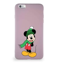 Apple iPhone 6S Plus Soft Premier Kapak Mickey Mouse-G Tasarımlı Silikon Kılıf - Pudra (Şeffaf)