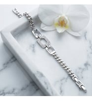 Valmont Accessories Xuping 17+2 cm Ayarlanabilir Taşlı Gümüş Renk Zincirli Taşlı Kadın Çelik Bileklik