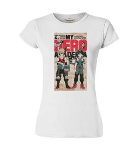 Deku and Todoroki - Anime Beyaz Bayan Tshirt