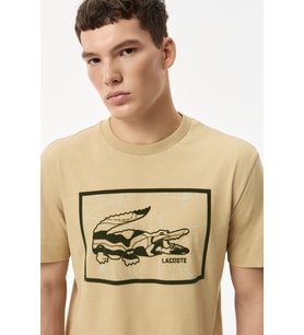 Lacoste Men's Regular Fit Tshirt Pamuklu Bisiklet Yaka Erkek Tişört Bej