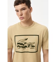 Lacoste Men's Regular Fit Tshirt Pamuklu Bisiklet Yaka Erkek Tişört Bej