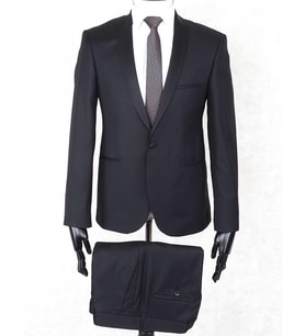 Jan Carlucci Slim Fit Şal Yaka-Tek Yırtmaç Siyah Drop 6 Damatlık Takım