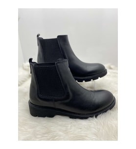 BURÇ GERÇEK DERİ SİYAH, YANLARI LASTİKLİ BİLEK BOY BOT (B17) - SİYAH - 36 - ST00956-SİYAH-36