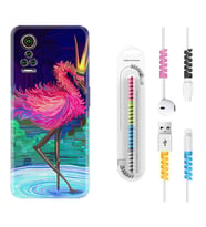 General Mobile GM 21 Pro GM 22 Pro Plus Kılıf Kablo Koruma Spiral Silikon Queen Flamingo 1748