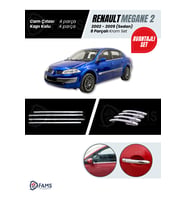 Renault Megane 2 Krom Aksesuar Seti 2 Parça 2002-2009 P.Çelik SEDAN (Cam Çıtası + Kapı Kolu)